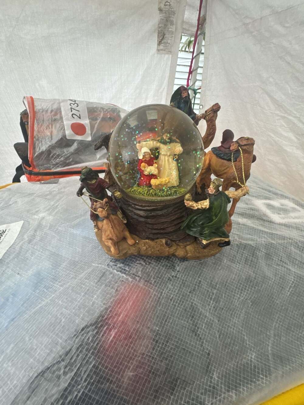 Nativity Scene Christmas Musical Water Globe with Three Kings and Camels